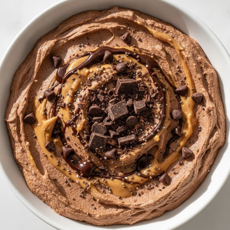 Chocolate Protein Mousse with Peanut Butter Swirl