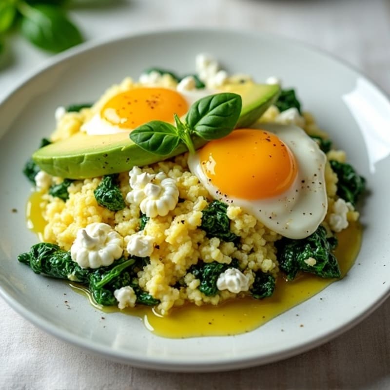 Egg White and Spinach Scramble with Cottage Cheese