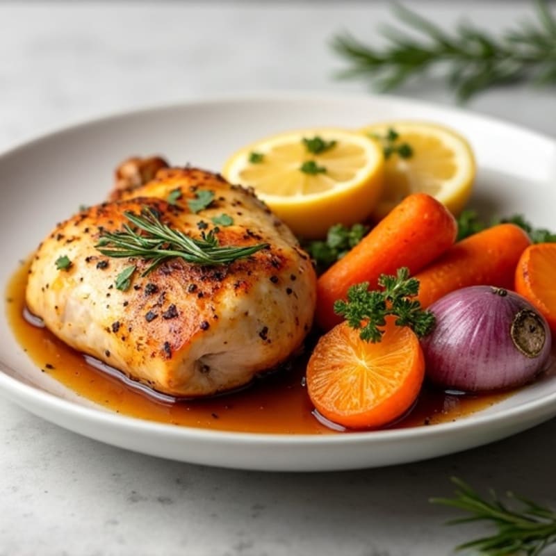 Lemon Herb Roasted Chicken with Crispy Root Vegetables