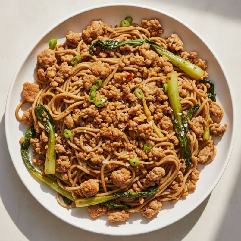 Savory Pork Mince with Garlic Noodles