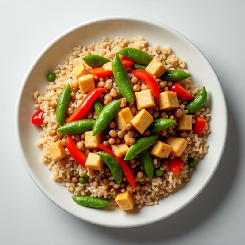 Lentil and Edamame Stir Fry with Brown Rice