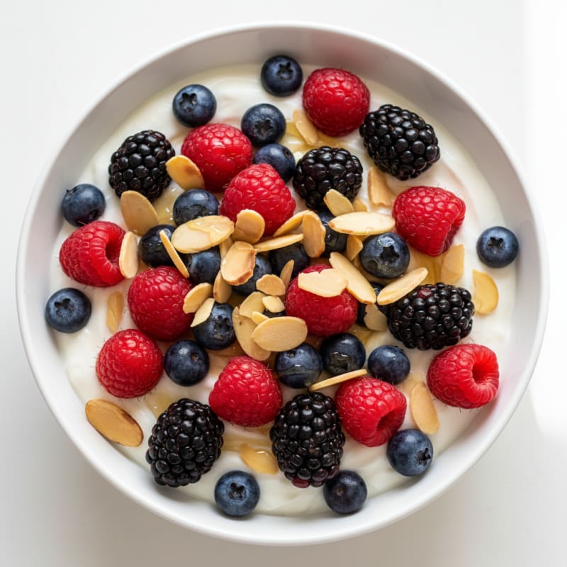Greek Yogurt Protein Bowl with Mixed Berries and Almonds