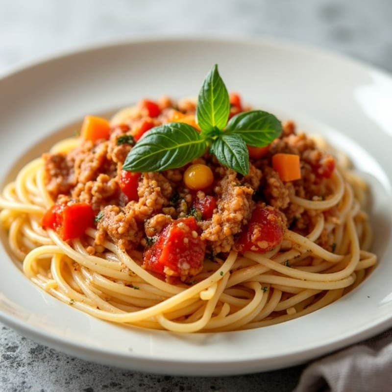 Hearty Lean Turkey & Vegetable Meat Sauce with Whole Wheat Spaghetti