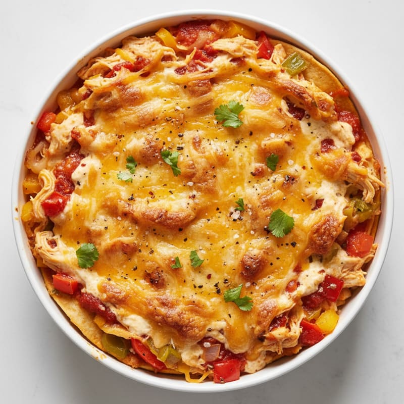 Creamy Chili Chicken Enchilada Bake