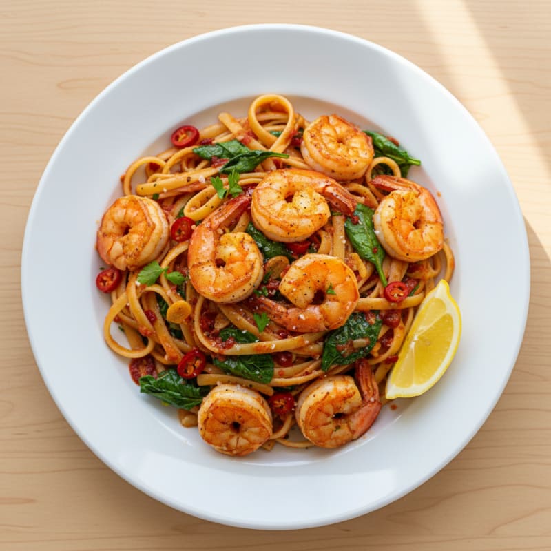 Spicy Calabrian Chili Shrimp Linguine