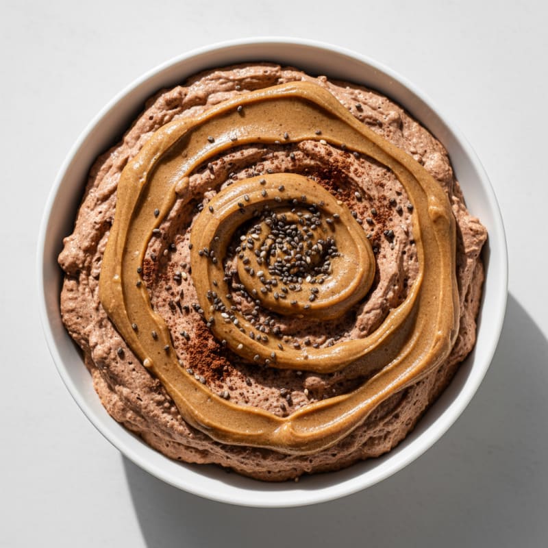 Chocolate Protein Mousse with Almond Butter Swirl