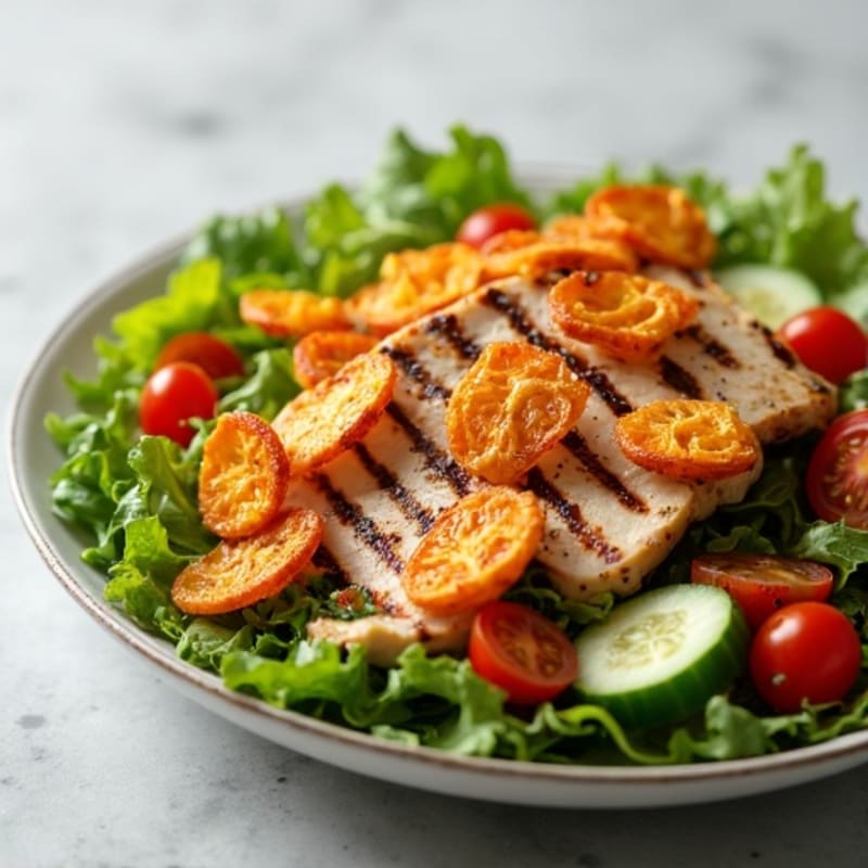 Grilled Chicken and Roasted Sweet Potato Chips Salad