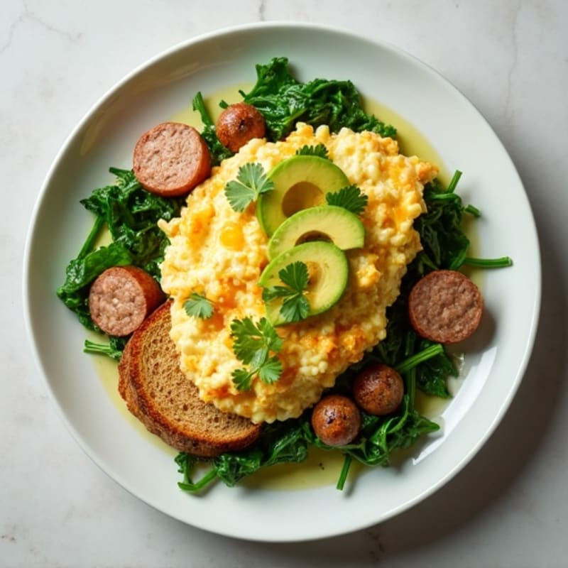 Egg White and Turkey Sausage Scramble with Spinach