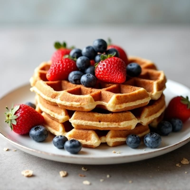 Crispy Protein Waffles with Fresh Berries