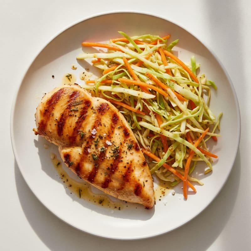 Grilled Chicken Breast with Crunchy Cabbage Slaw