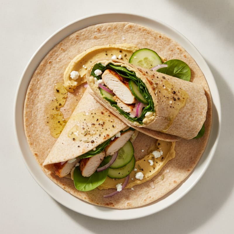 Mediterranean Chicken and Hummus Wrap