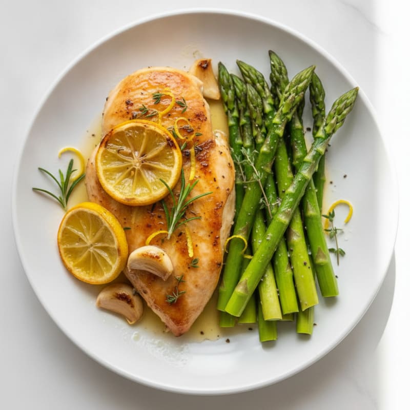 Lemon Herb Roasted Chicken with Asparagus