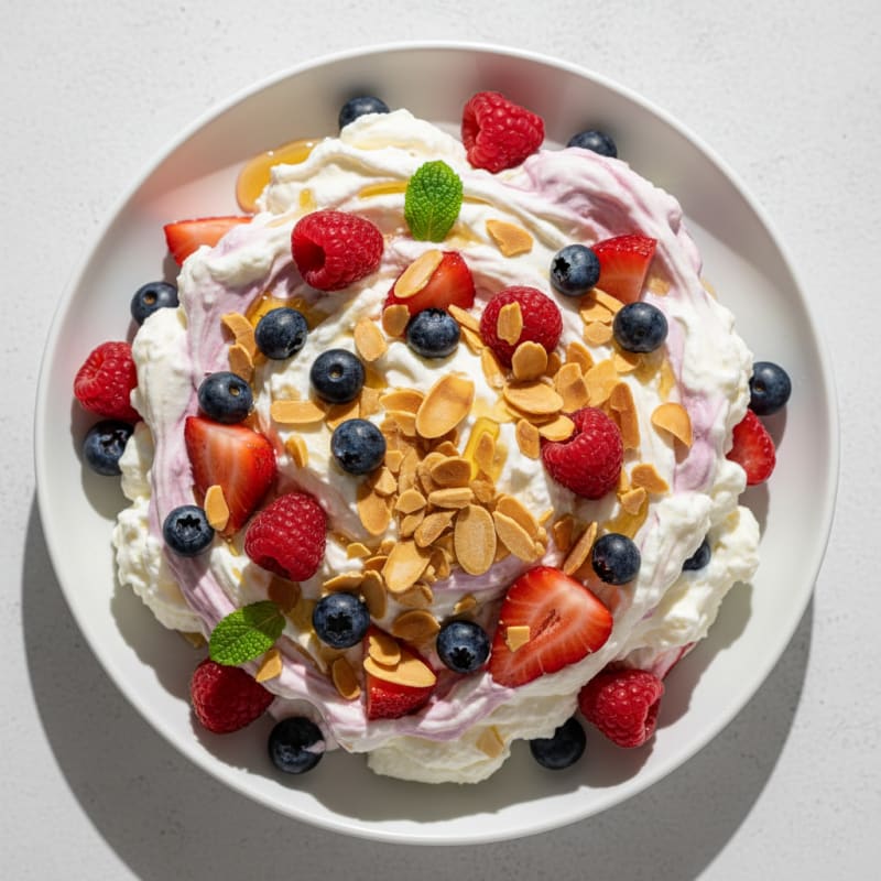 Greek Yogurt Protein Mousse with Mixed Berries