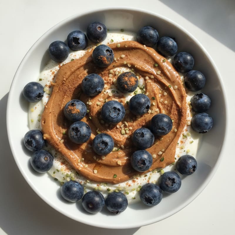 Siggi's Yogurt with Blueberries and Peanut Butter