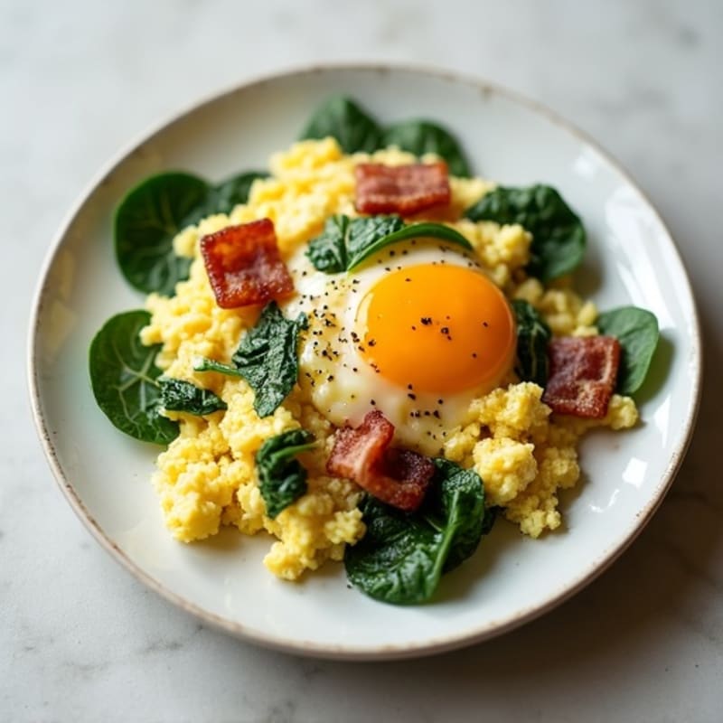 Egg White Scramble with Spinach and Turkey Bacon