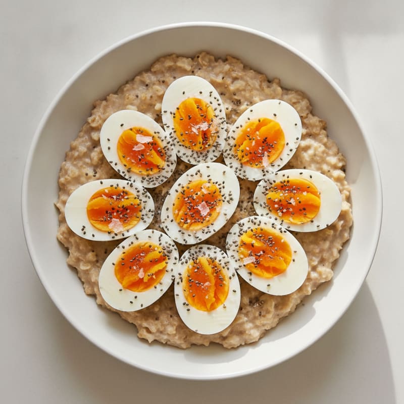 Gluten Free Oats with Hard Boiled Eggs and Chia Seeds