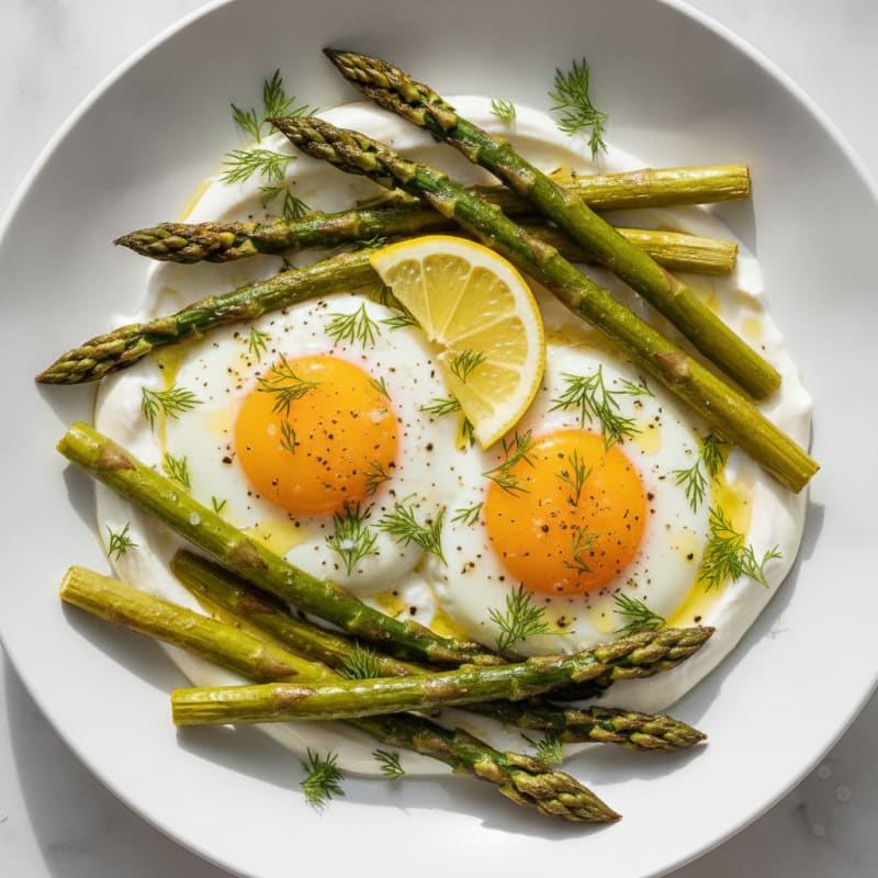 Baked Eggs with Roasted Asparagus