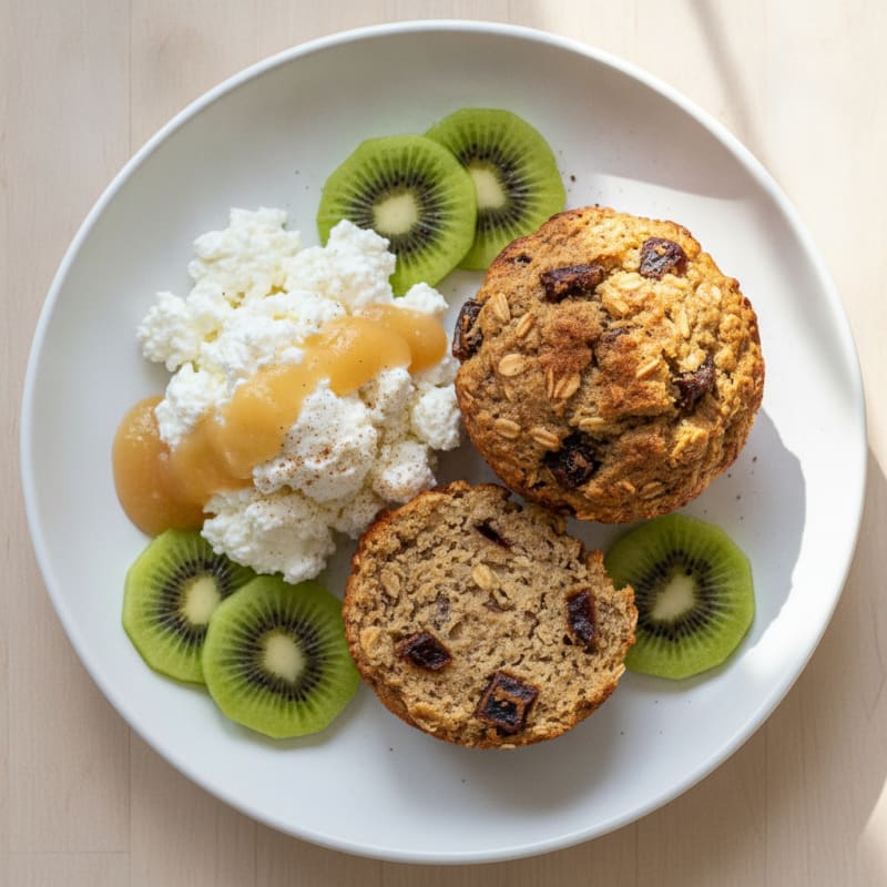 Cottage Cheese with Kiwi and Date Muffin