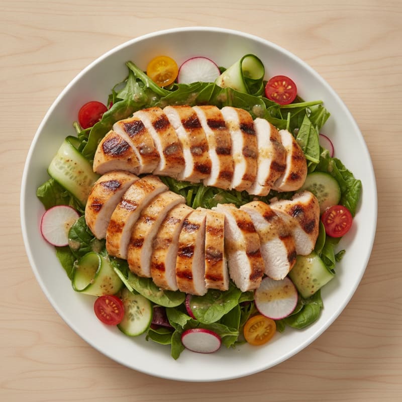 Grilled Chicken Breast over Crunchy Garden Salad