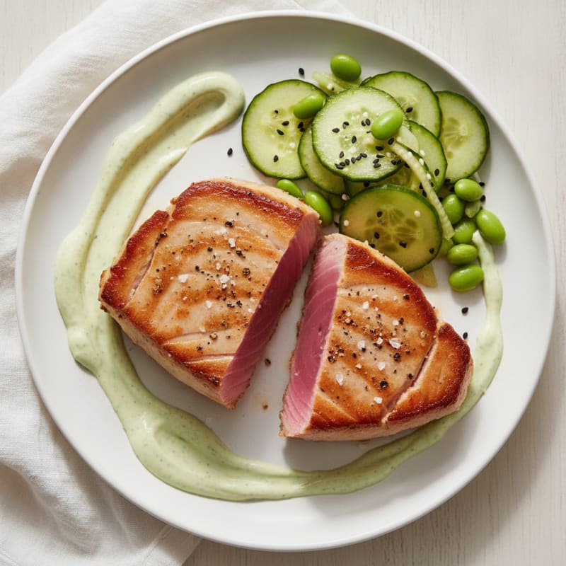 Pan-Seared Ahi Tuna with Wasabi Mayo