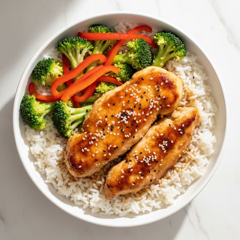 Crispy Honey-Garlic Chicken Bowls