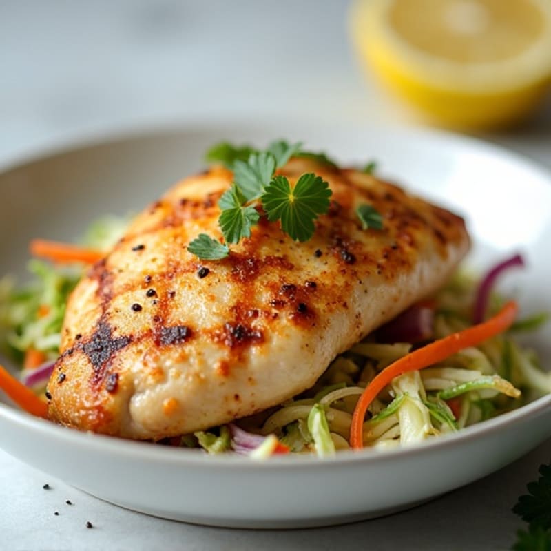 Grilled Chicken Breast with Crunchy Cabbage Slaw