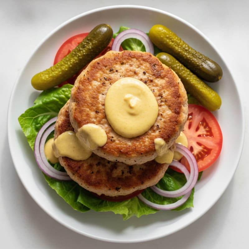 Lean Turkey Burger with Whole Egg Burger Sauce
