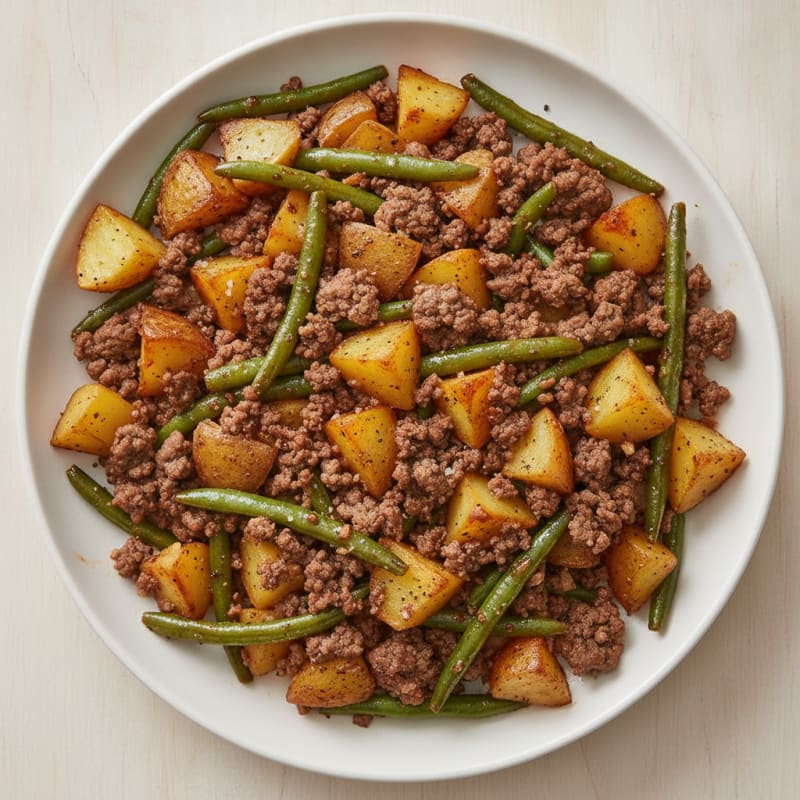 Ground Beef and Potato Skillet with Green Beans