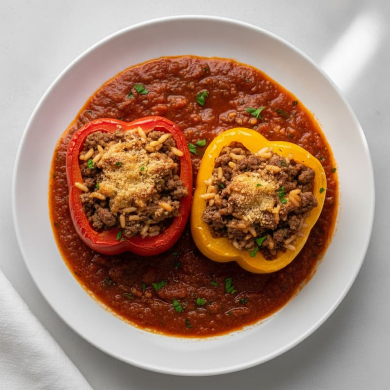 Beef and Rice Stuffed Bell Peppers