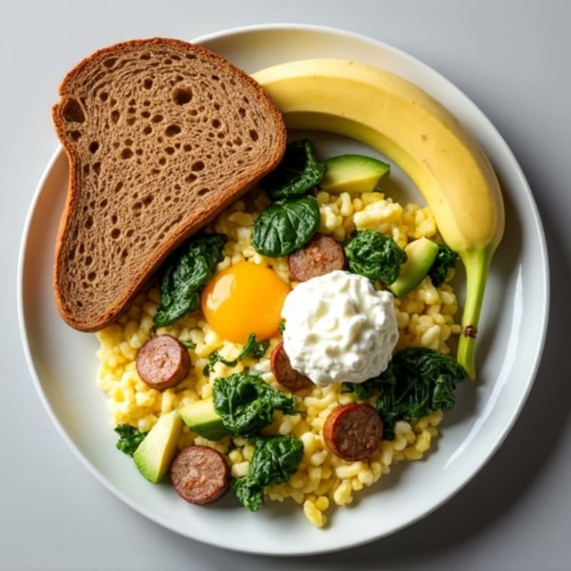 Egg White and Turkey Sausage Scramble with Spinach