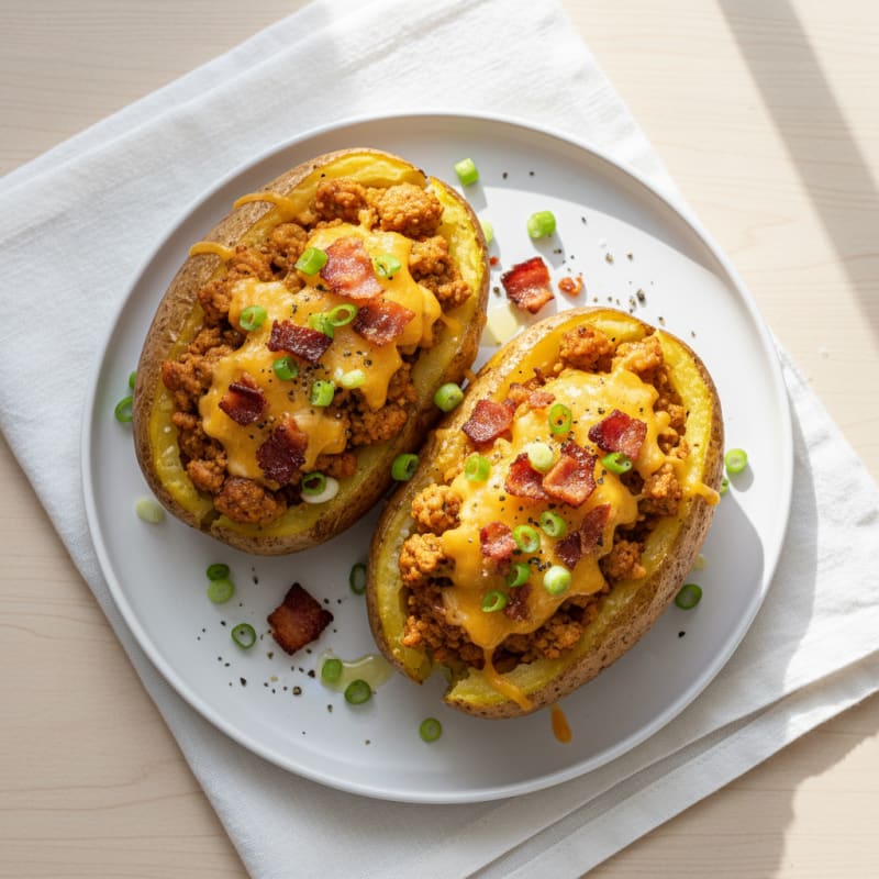 Crispy Bacon Cheddar Stuffed Potatoes