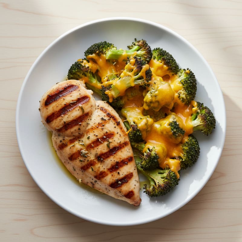Grilled Chicken Breast with Roasted Broccoli and Cheddar