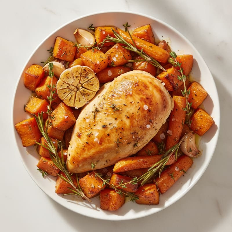 Garlic Herb Roasted Chicken with Root Vegetables