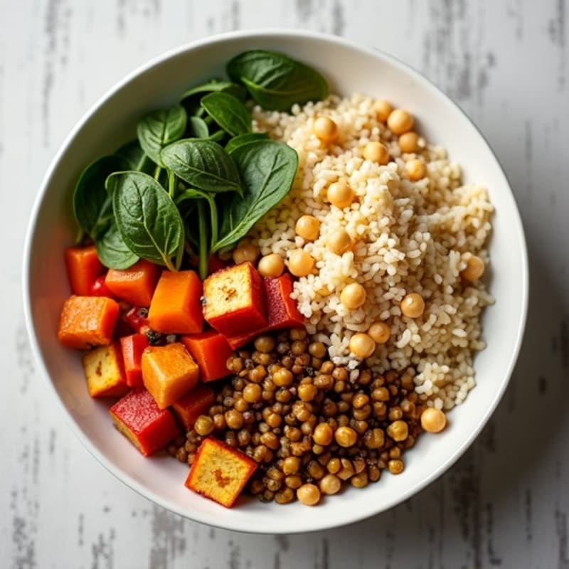Hearty Spiced Lentil and Vegetable Bowl with Fluffy Basmati Rice