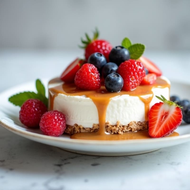 Greek Yogurt Protein Cheesecake with Mixed Berries