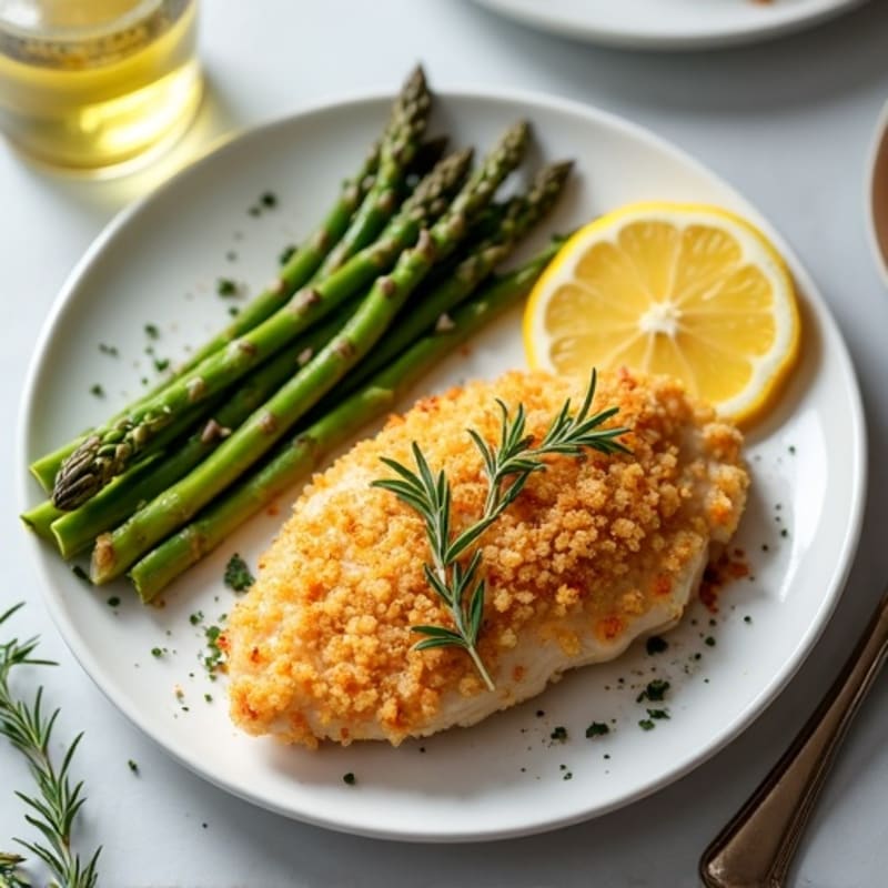 Crispy Lemon Herb Chicken with Roasted Asparagus