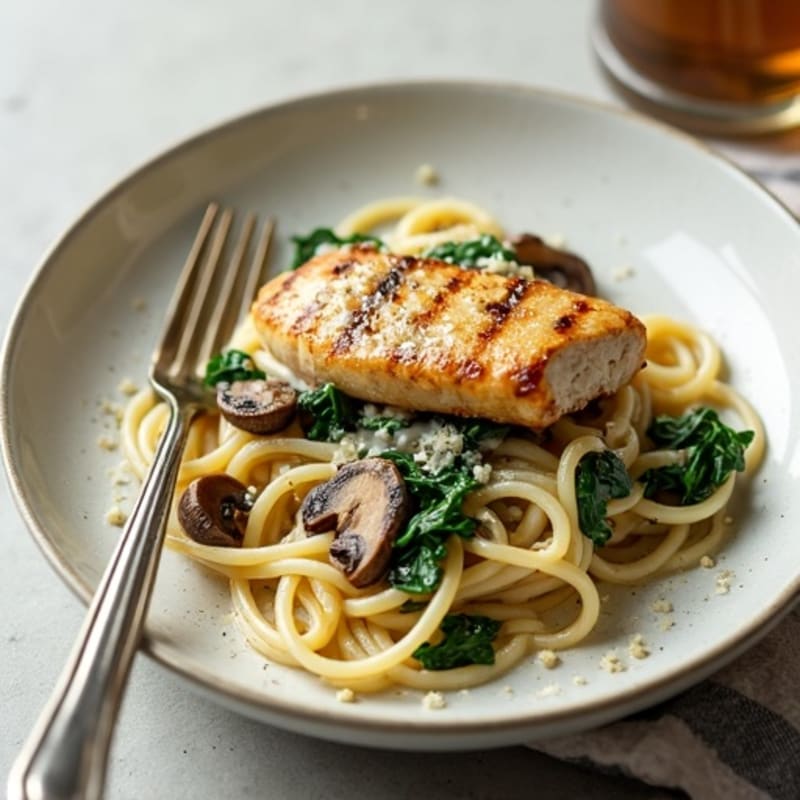 Creamy Garlic-Truffle Mushroom Linguine