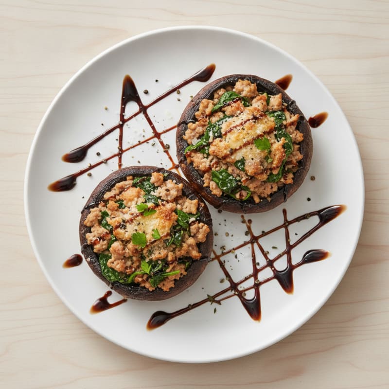 Herb-Stuffed Portobello Mushrooms with Balsamic Glaze