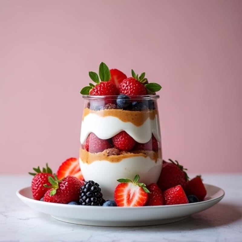 Greek Yogurt Protein Parfait with Mixed Berries and Almond Butter