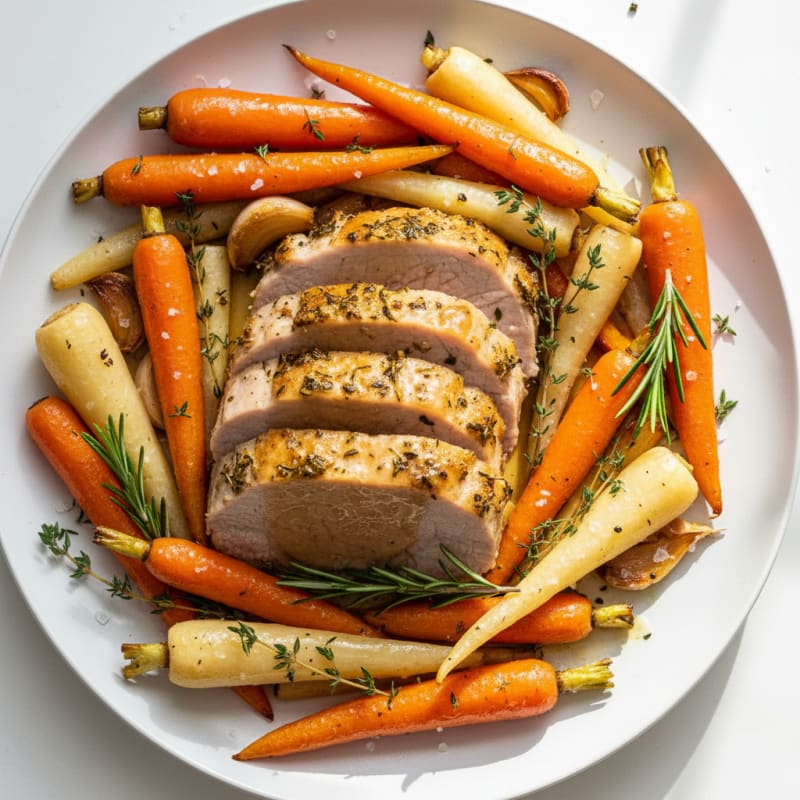 Tender Herb-Roasted Pork Loin with Root Vegetables
