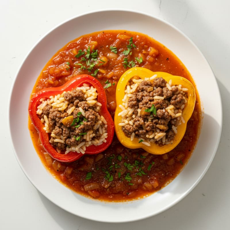 Ground Beef Stuffed Bell Peppers with Rice