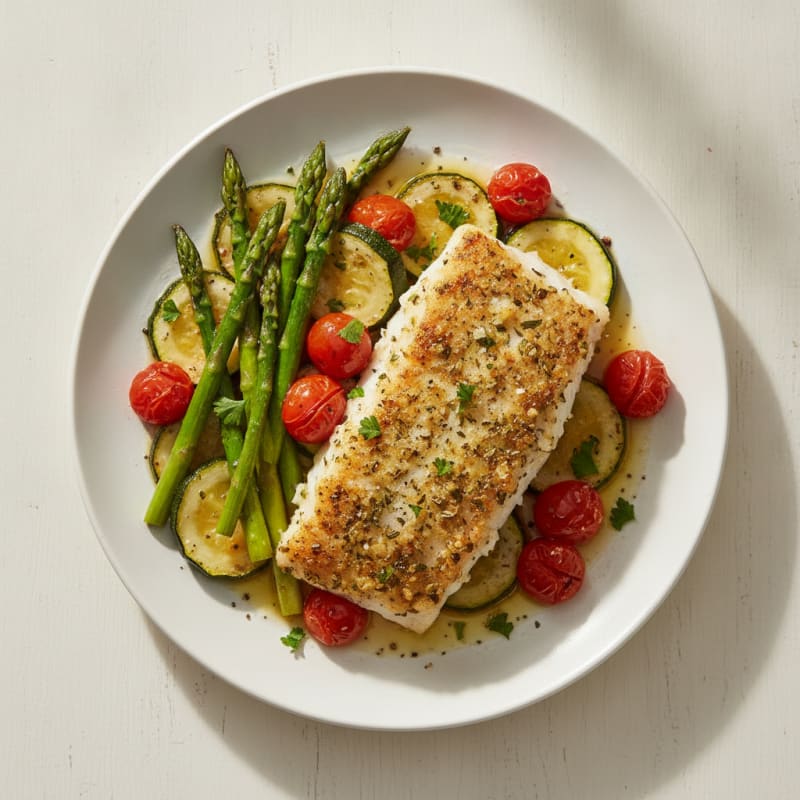 Herb-Baked Alaskan Cod with Roasted Vegetables