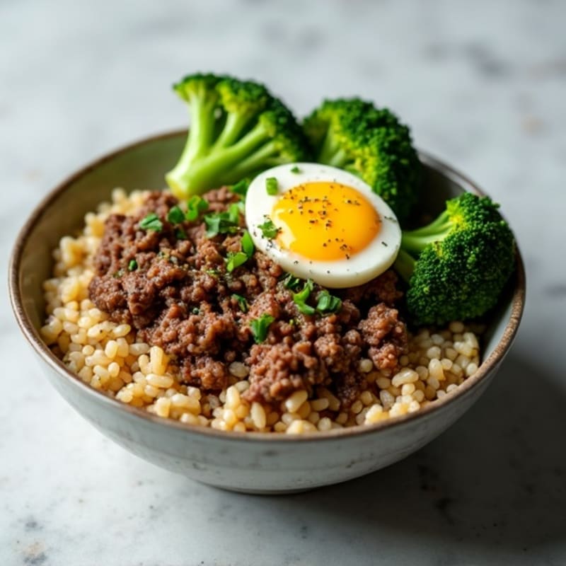 Lean Beef and Roasted Broccoli Rice Bowl