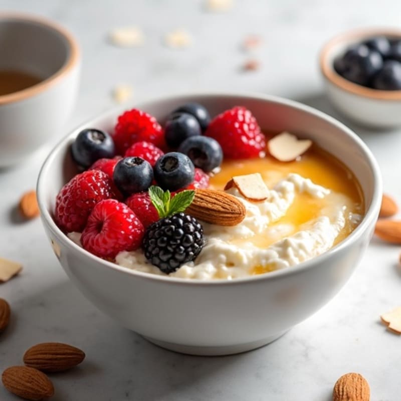 Cottage Cheese and Berry Protein Bowl with Almonds
