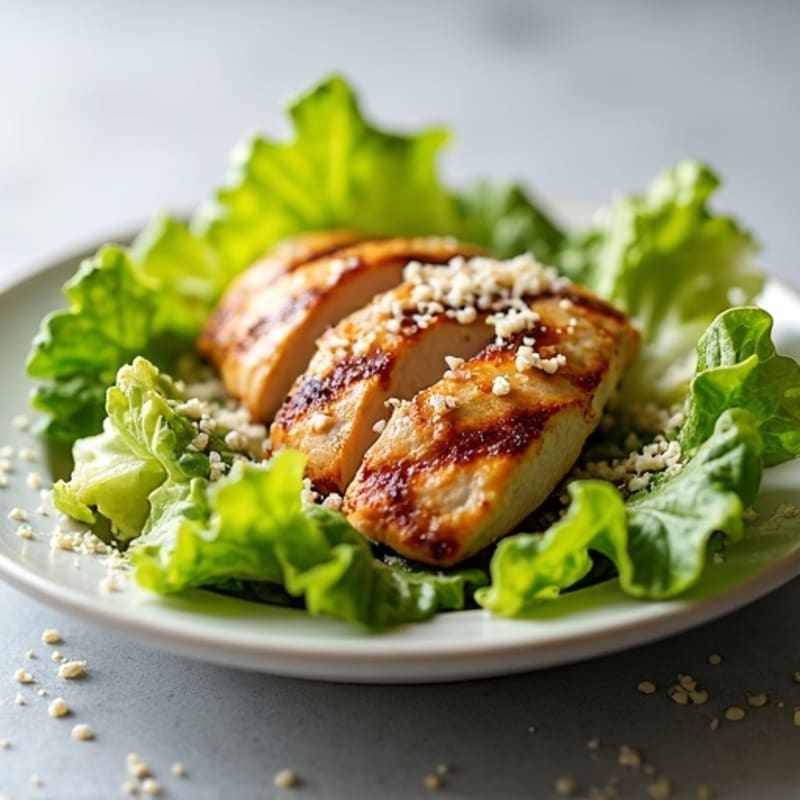 Grilled Chicken Caesar Salad with Crispy Romaine