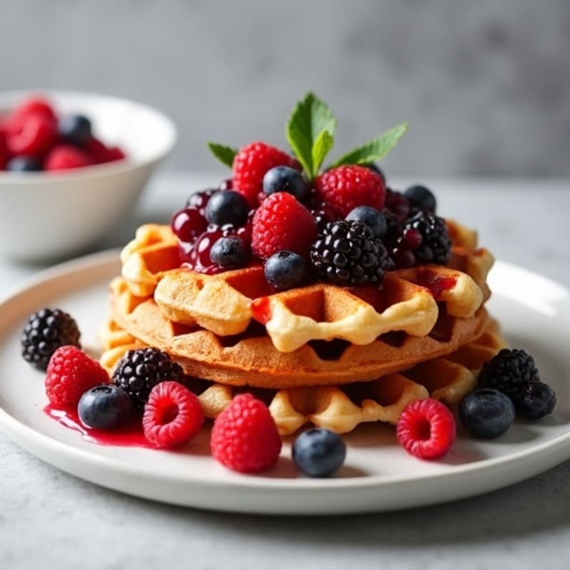 Protein-Packed Almond Flour Waffles with Berry Compote