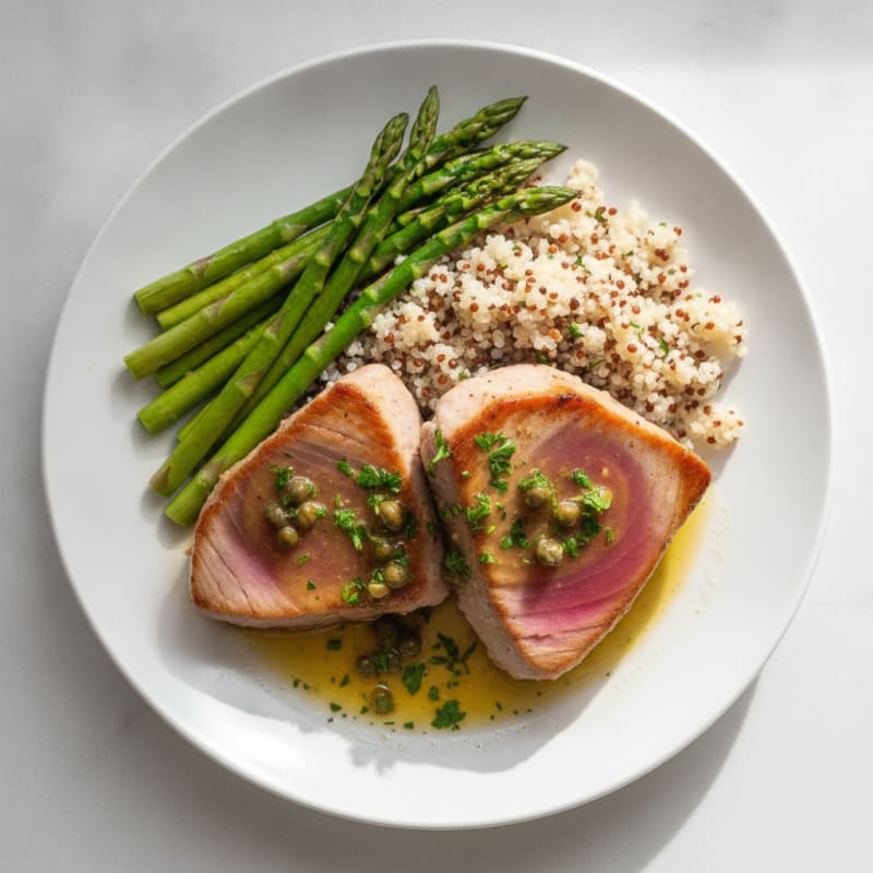 Pan-Seared Tuna with Lemon-Herb Sauce