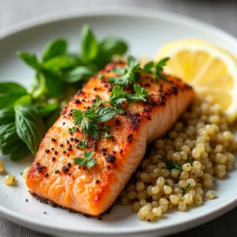 Herb-Crusted Baked Salmon with Quinoa