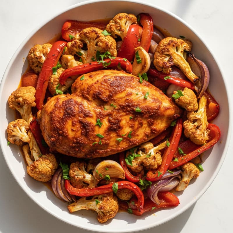 Spicy Harissa Chicken with Roasted Vegetables