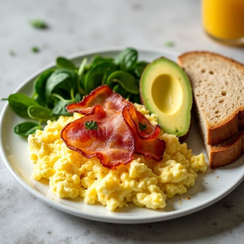Scrambled Egg Whites with Spinach and Turkey Bacon